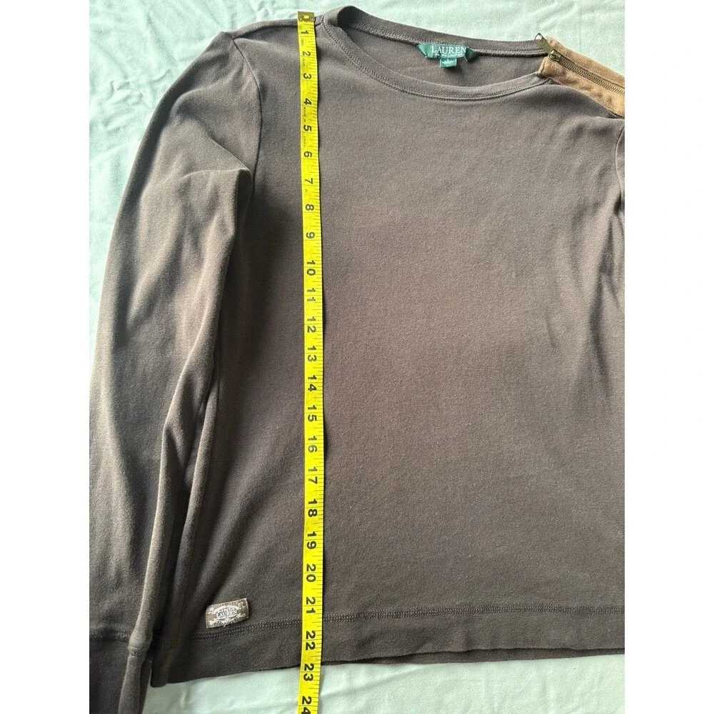 Lauren Ralph Lauren Big Girls Size L Brown Long Sleeve Shirt Suede Elbow Patches